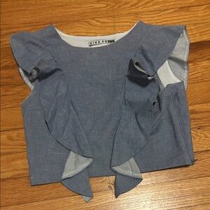 Gray Casual Blouse with Unique Front Flap Design